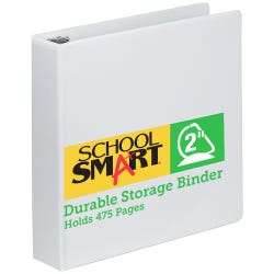 School Smart D Ring Binder, Polypropylene, 2 Inches, White 2006455