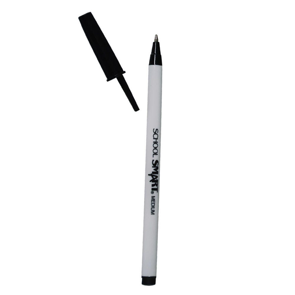 School Smart Round Stick Pen, Medium Tip, Black, Pack of 12 Item Number 038158