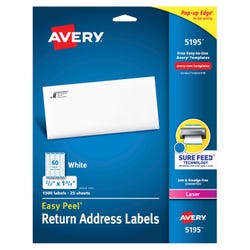 Avery Easy Peel Return Address Labels, Laser, 2/3 x 1-3/4 Inches, Pack of 1500