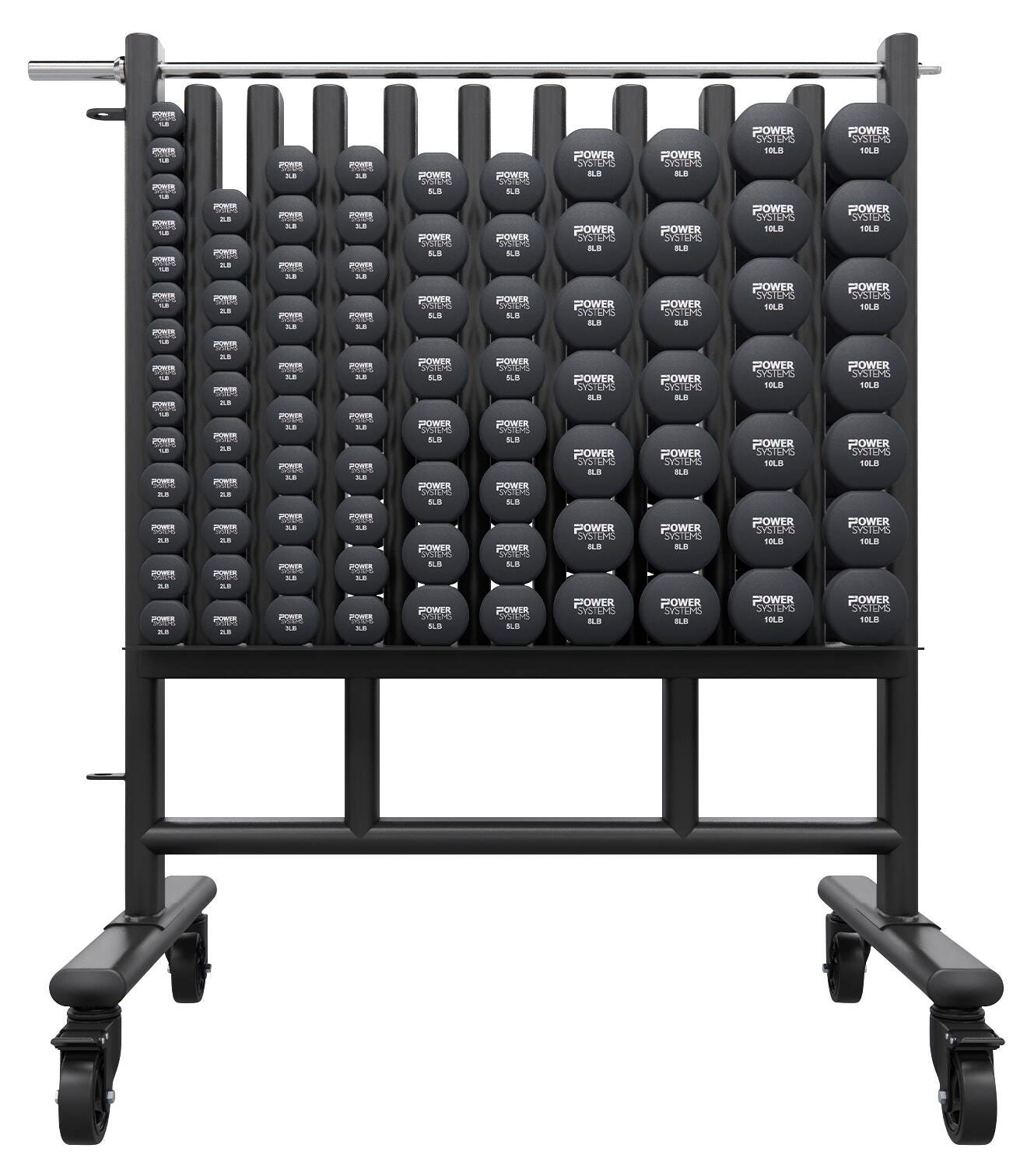 Image for Power Systems Premium Dumbbell Rack with Neoprene Dumbbells, 44 Pairs, Black from School Specialty