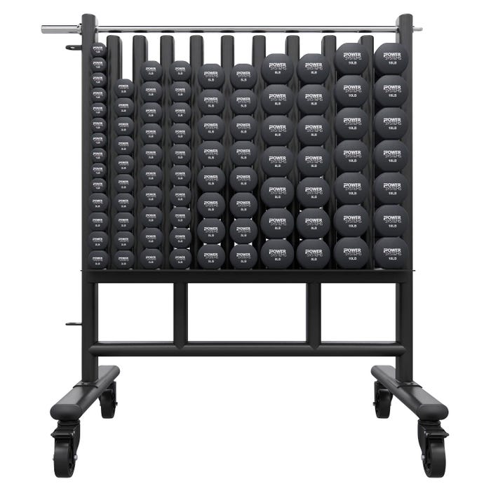 Power Systems Premium Dumbbell Rack with Neoprene Dumbbells, 44 Pairs, Black