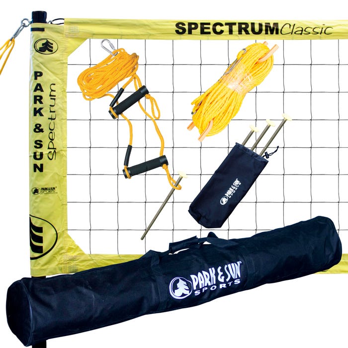 Park & Sun Spectrum Classic Portable Volleyball Net System, 32 x 3 Feet, Yellow