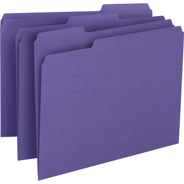 Smead File Folder, Letter Size, 1/3 Cut Tabs, Purple, Pack of 100