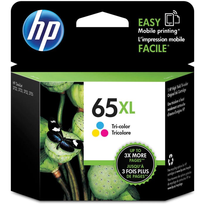 HP 65XL Ink Cartridge, N9K03AN, Tri-Color