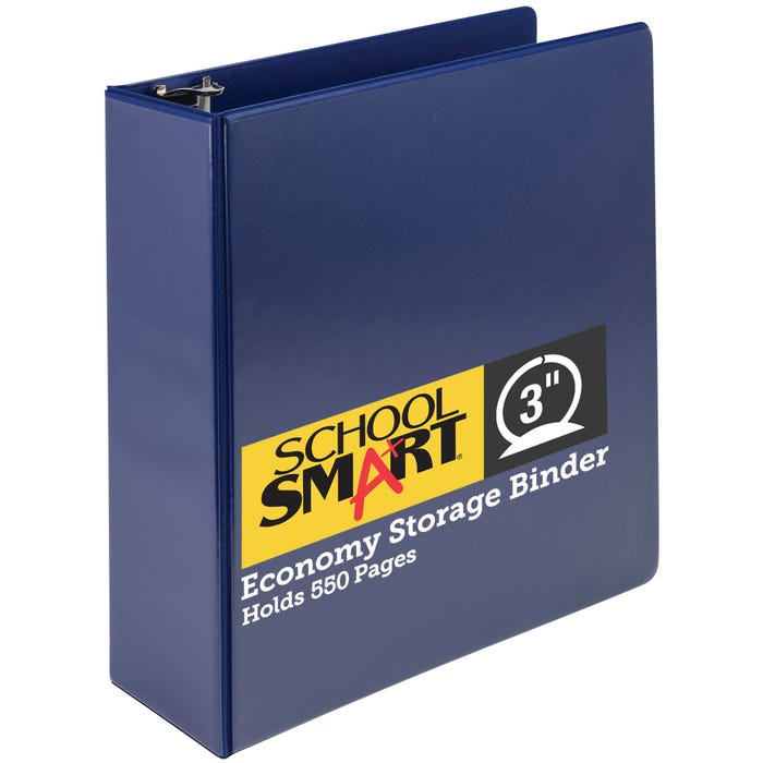 School Smart Round Ring Binder, Polypropylene, 3 Inches, Blue