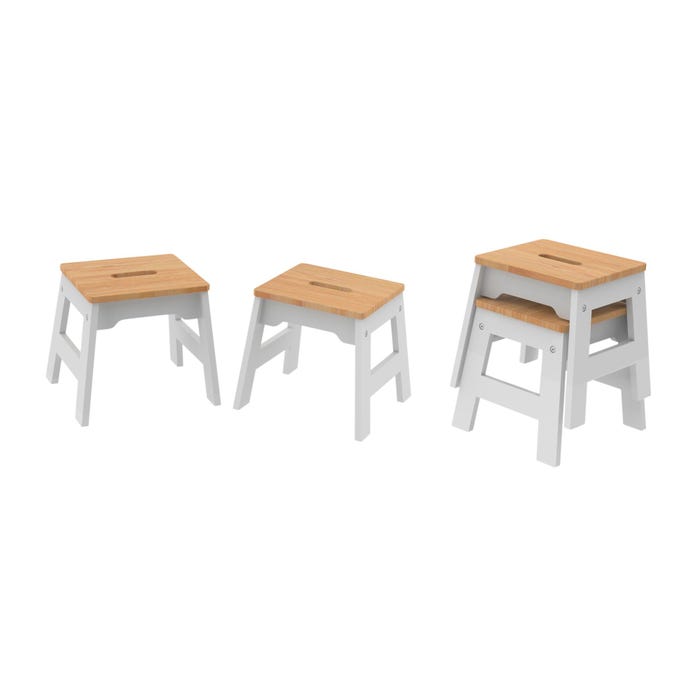 Melissa & Doug Wooden Stools, 12 x 11 x 11 Inches, White/Natural, Set of 4