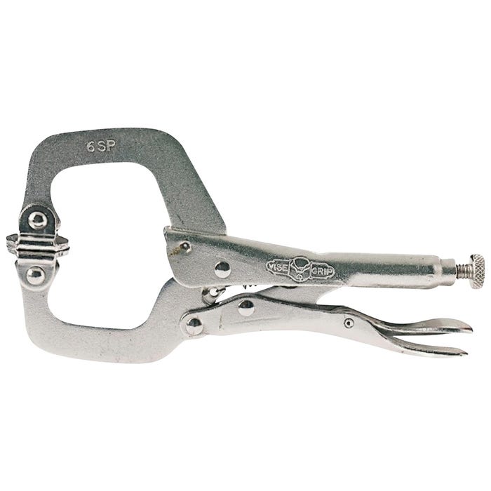 Irwin Vise Grip Locking C-Clamp with Swivel Pad, 4 in Jaw Opening, 6 in L, Alloy Steel