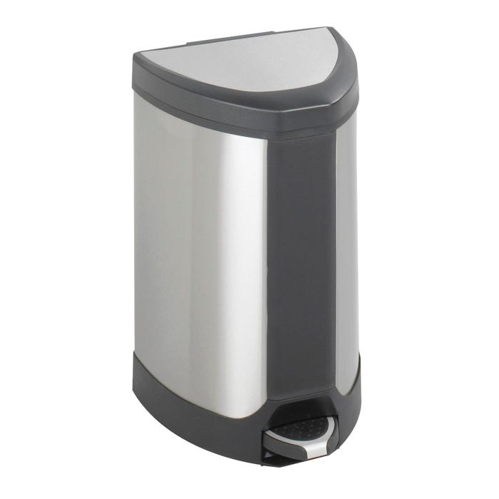 Safco Hands Free Step-On Receptacle, 7 Gallon, Stainless Steel, Plastic Liner