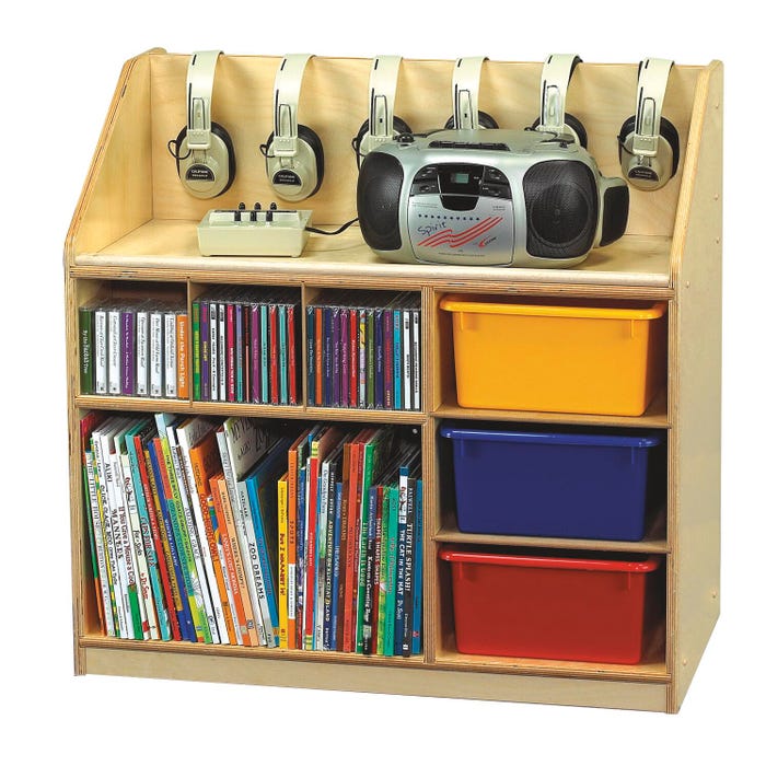 Childcraft Mobile Audio Station, 3 Assorted Color Trays, 29-3/4 x 16-1/2 x 29-3/4 Inches