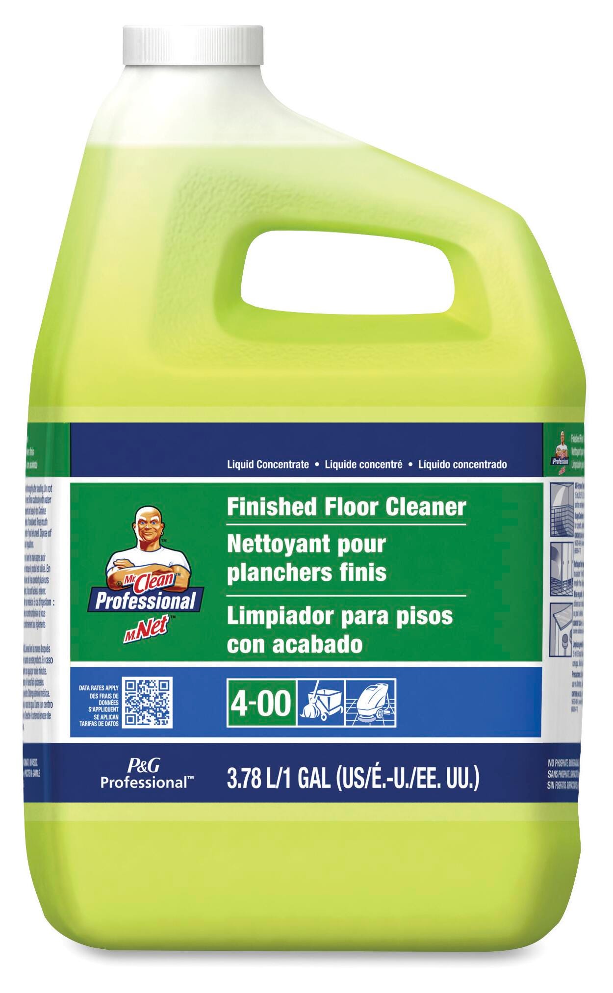 Mr. Clean Floor Cleaner, 1 gal, Yellow, Manual 1:128, Automatic Machines 1:512, Item Number 1114556