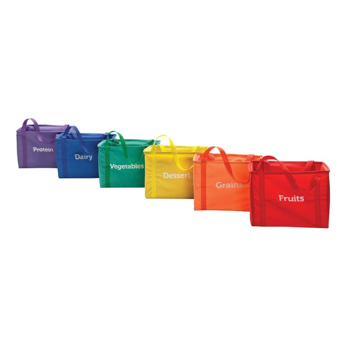 Sportime My Plate Nutrition Container Bags, Nylon, 13 x 9 x 10 Inches, Set of 6