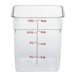 Cambro CamSquares FreshPro Food Storage Container, 8 Quart Capacity, Clear