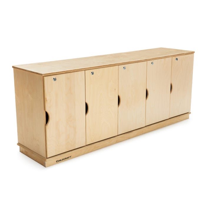 Childcraft 5-Section Stacking and Locking Storage Locker, Wooden, 59-1/2 x 14-1/2 x 24 Inches