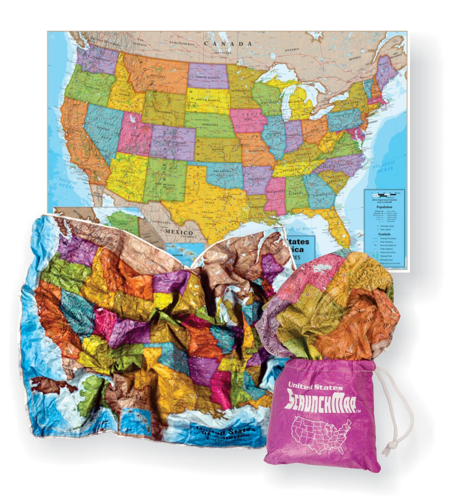 Round World Products US ScrunchMap, 24 x 36 in., Pack of 25, Item Number 1562627