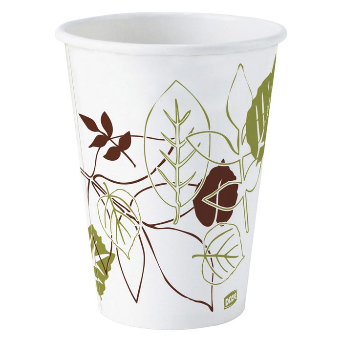 Dixie Foods Pathway Design Hot Cup, 12 oz, Poly-Lined/Paper, White, Pack of 25