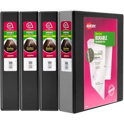 Avery Durable View Binders, 1-1/2 Inch, Slant Rings, Black, Pack of 4 2129950