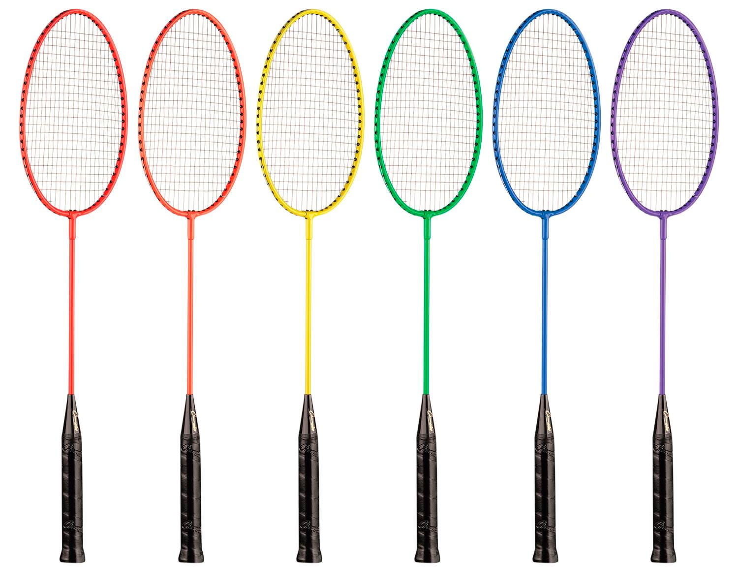 Champion Sports Badminton Tempered Steel Shaft and Frame Racket, Coated Steel Strings, Set of 6 2020132