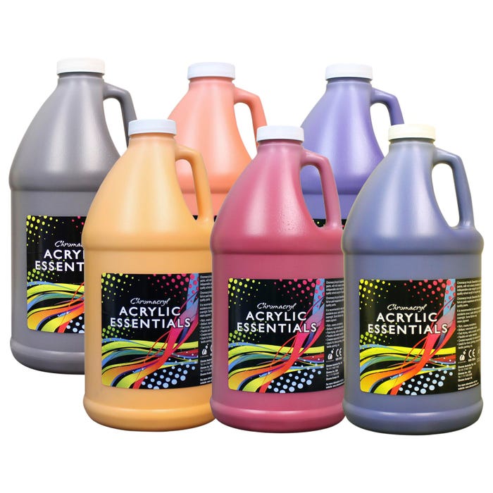 Chromacryl Acrylic Essentials, Half Gallons, Assorted Colors, Set of 6