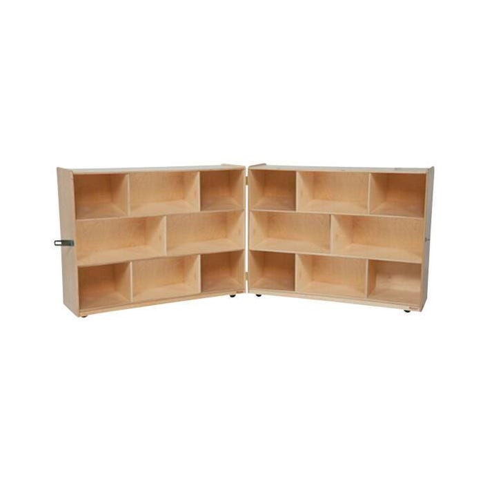 Wood Designs Folding Storage Cabinet with Plywood Back Panel, Birch Veneer Plywood, 96 x 18 x 38 Inches Open