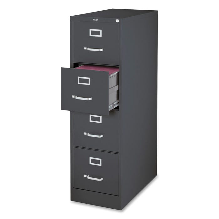 Lorell 26-1/2 in Vertical File Cabinet, 4-Drawer, Letter, 15 x 26-1/2 x 52 Inches, Charcoal