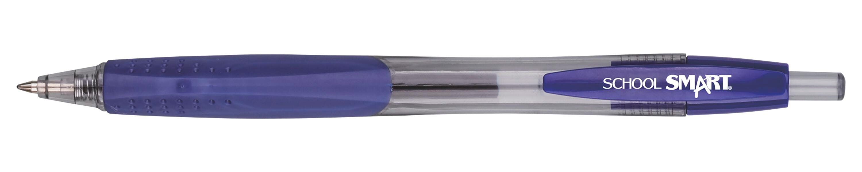 School Smart Retractable Gel Pens with Grip, Blue Ink, Pack of 12 1570507