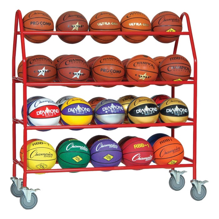 Champion Sports Deluxe Pro Ball Cart, 51 x 18-1/2 x 54 Inches, Red