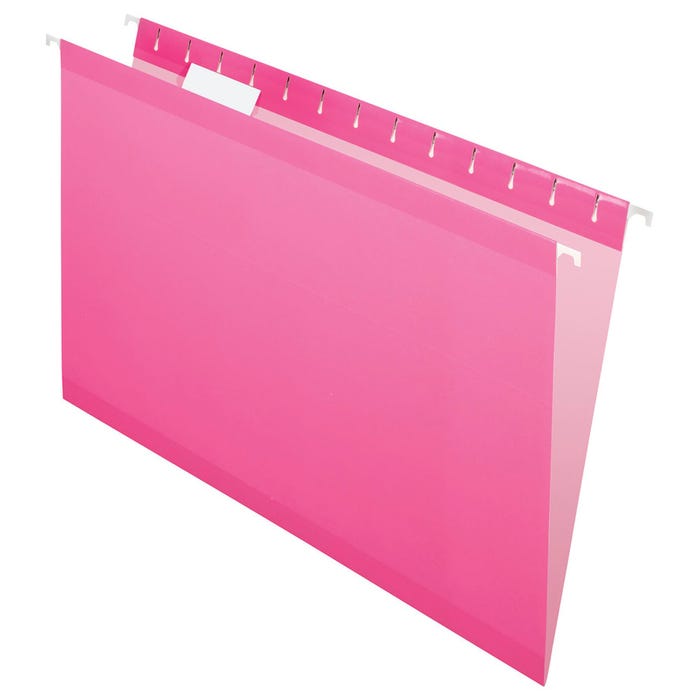 Quality Park Reinforced Hanging Folders, Legal Size, 1/5 Cut, Pink, Box of 25