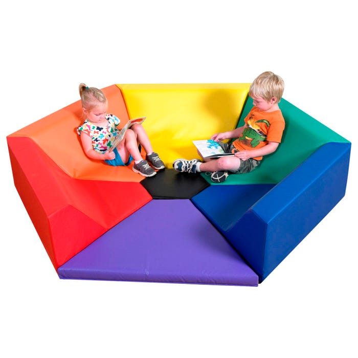 Childrens Factory Hexagon Happening Hollow Seating, 7 Pieces, 75 x 65 x 14 Inches, Multiple Colors