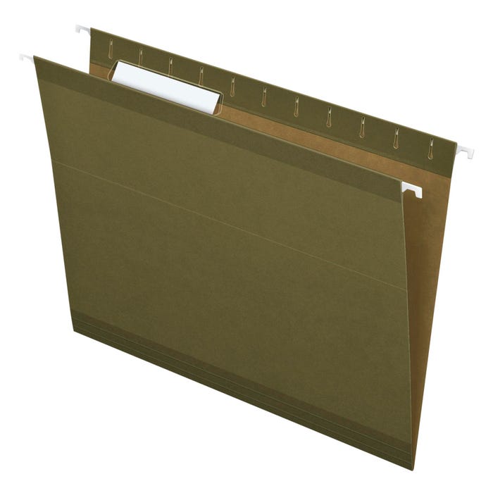 Pendaflex Reinforced Hanging File Folders, 1/3 Cut Tabs, Letter Size, Green, Pack of 25