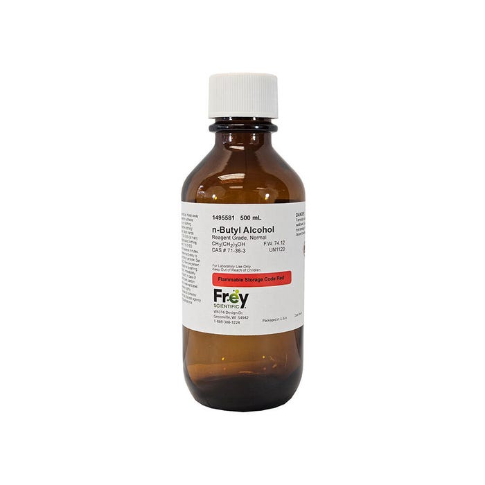 Frey Scientific N-Butyl Alcohol, Colorless Liquid, Reagent Grade, 250mL