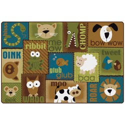 Carpets for Kids KIDSoft Animal Sounds Rug, 6 x 9 Feet, Rectangle, Nature Colors, Brown, Item Number 1462632