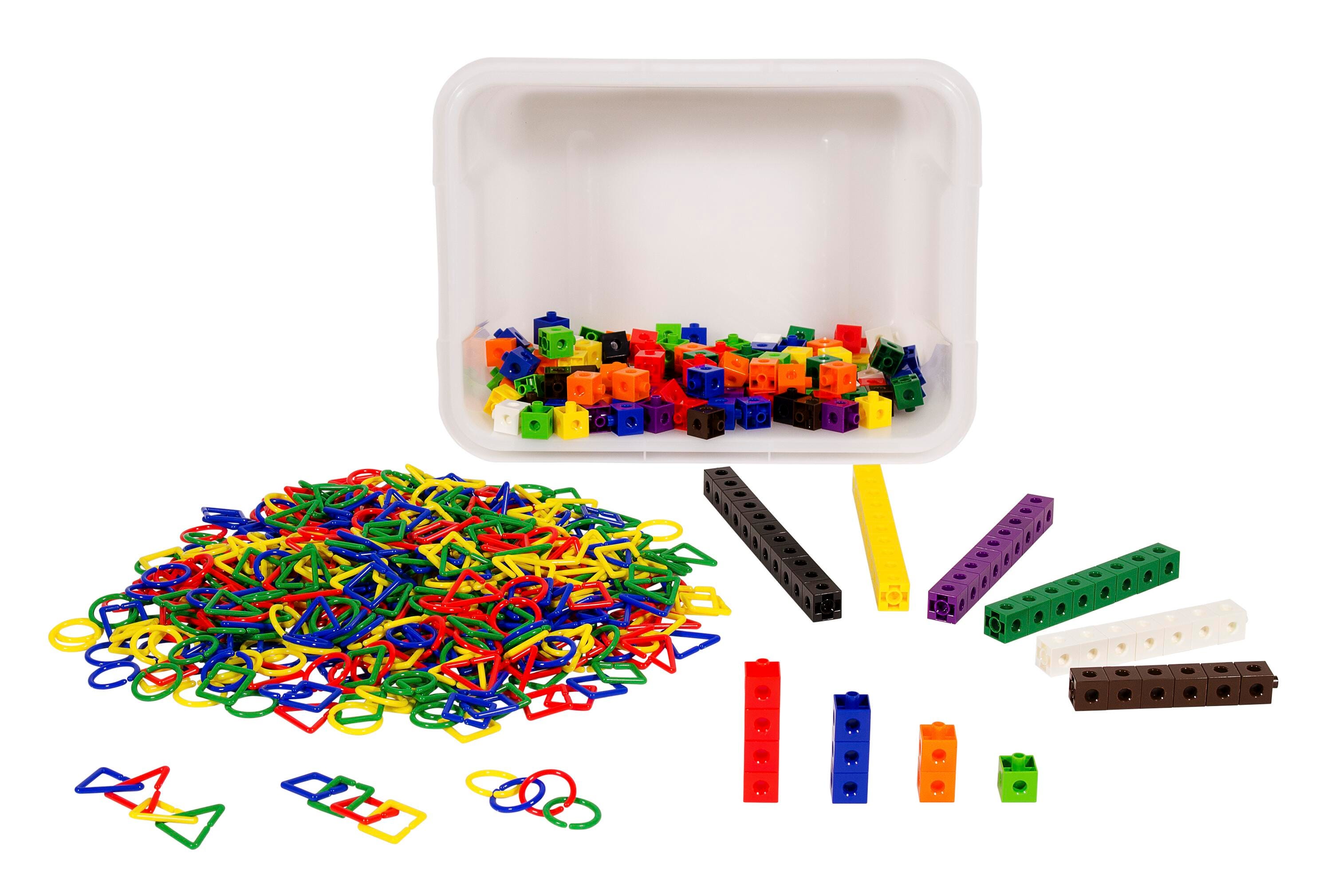 School Smart Linking Cubes and Shape Links Manipulatives Set With Storage Bin, 700 Pieces 2102820