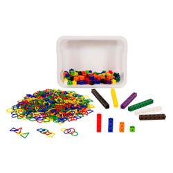 School Smart Linking Cubes and Shape Links Manipulatives Set With Storage Bin, 700 Pieces 2102820