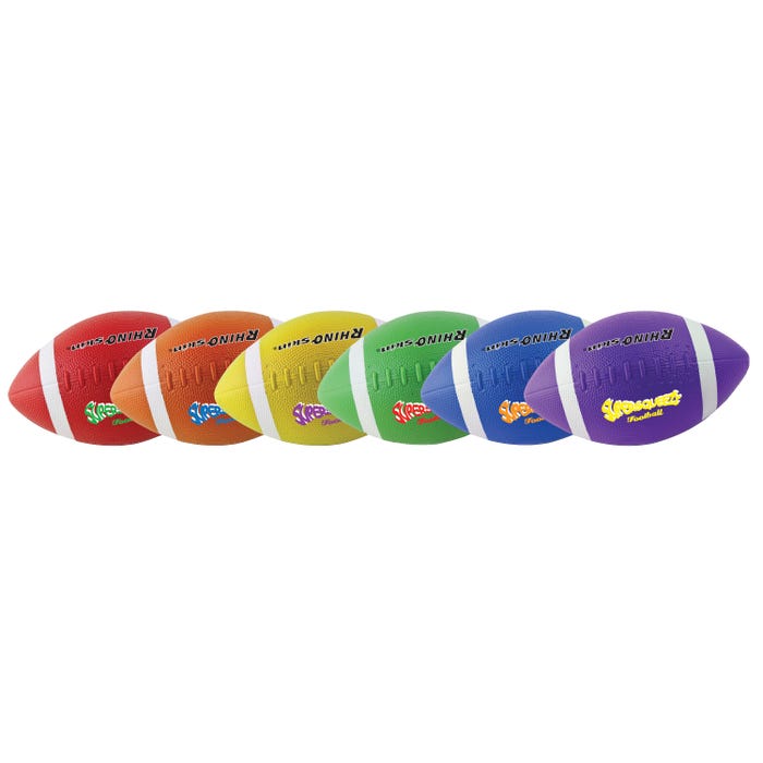 Champion Sports RHINO Skin Super Squeeze Footballs, Assorted Colors, Set of 6