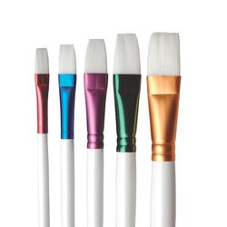 Image for Sax Spectrum Flat Watercolor Paint Brushes with Short Handles, Assorted Sizes, Set of 5 from School Specialty