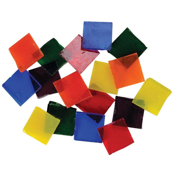 Jennifer's Mosaics Cathedral Stained Glass Square Mosaic Tiles, 3/4 Inch, 4 Pounds