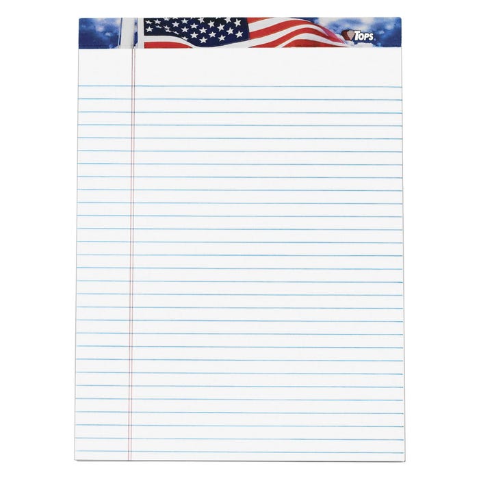 TOPS American Pride Legal Pad, 8-1/2 x 11-3/4 Inches, White, 50 Sheets, Pack of 12