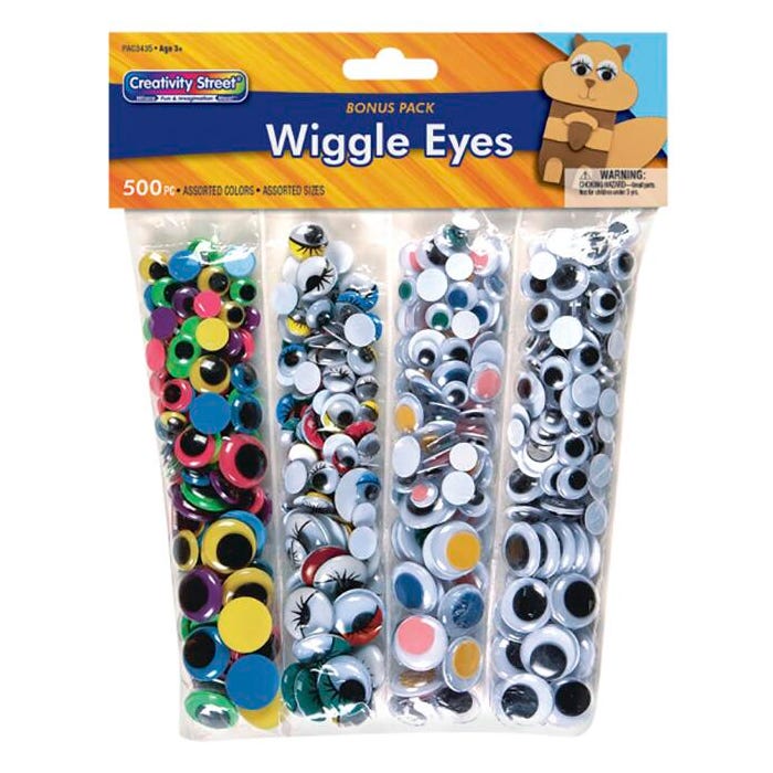 Creativity Street Round Wiggle Eyes, Bonus Pack, Assorted Sizes and Colors, Set of 500