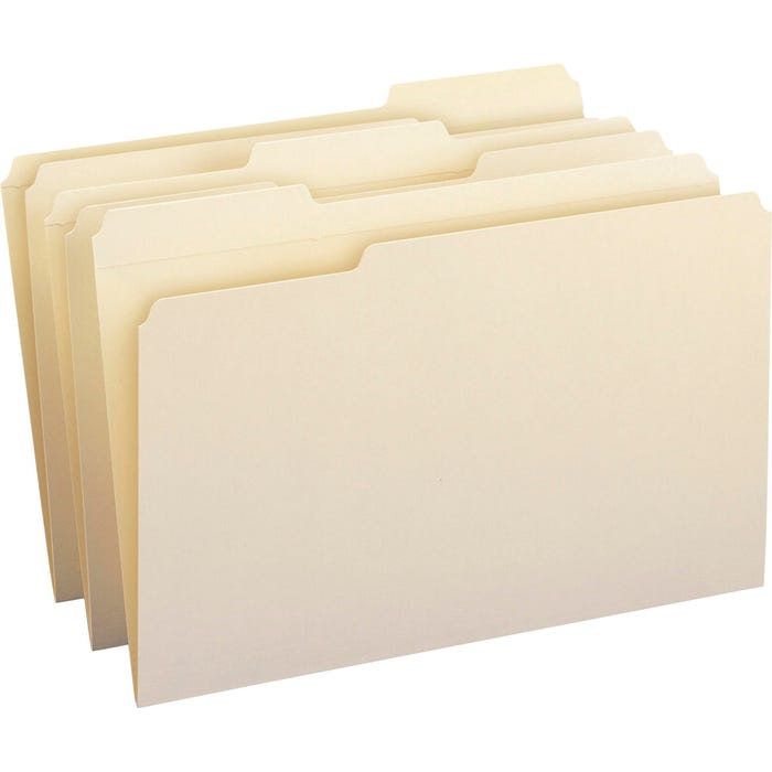 Smead Reinforced File Folder, Legal Size, 1/3 Assorted Cut, Manila, Pack of 100