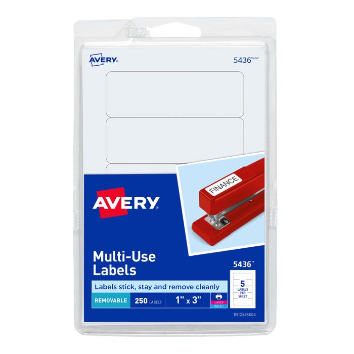 Avery Removable ID Labels, 1 x 3 Inches, Pack of 250