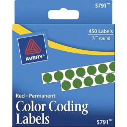 Avery Permanent Color Coding Label, 1/4 Inch, Green
