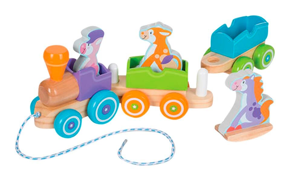 Melissa & Doug Rocking Farm Animals Pull Train, 6 Wooden Pieces 2013972