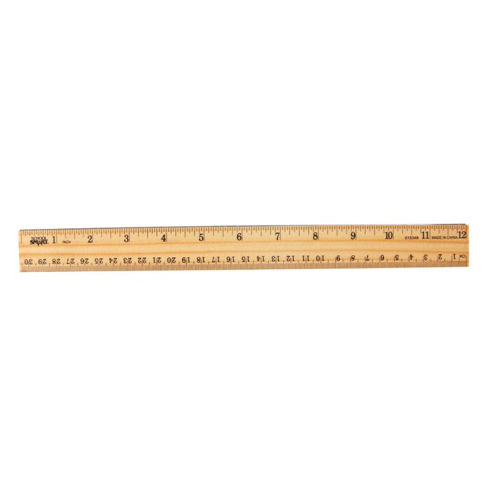 School Smart Metal Edge Wood Ruler, 12 Inches