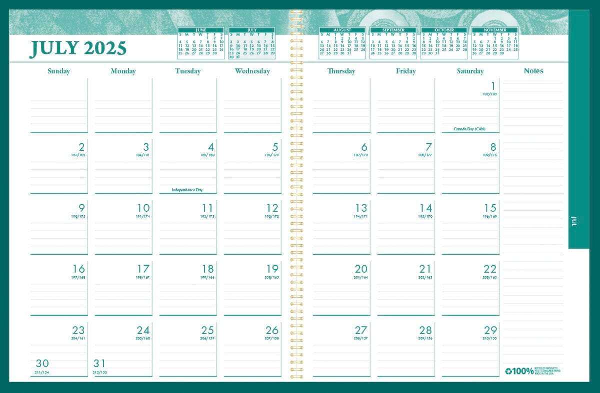 House of Doolittle Academic Weekly/Monthly MonoBright Calendar Planner, Bright Green, July 2025-June 2026, 8-1/2 x 11 Inches 2150685