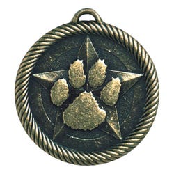 PDU CAT Multi-Level Dovetail/Paw Print Value Medal, 2 Inches, Solid Die Cast, Gold