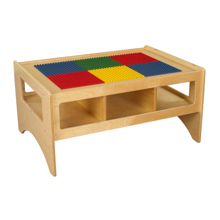 Childcraft Toddler Multi-Purpose Play Table with Storage and Building Top, 36 x 26 x 18 Inches