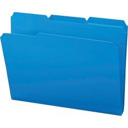Smead Poly File Folder, Letter Size, 1/3 Cut Tabs, Blue, Pack of 24