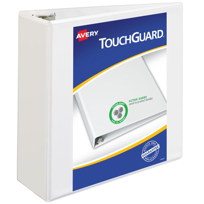 Avery TouchGuard Protection Non-Stick View Binder, 4 Inch, Slant Ring, White