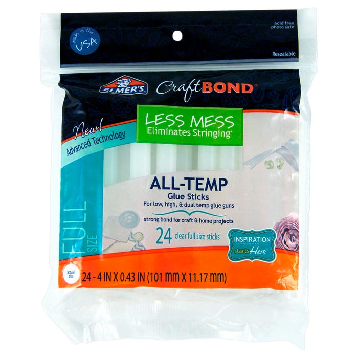 Elmer's CraftBond Hot Glue Sticks, Full Size, Pack of 24