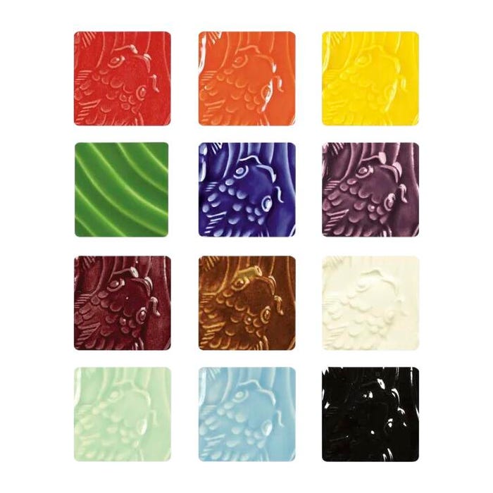 AMACO LeadFree Low Fire Glaze K-6 Class Sampler Pack, 12 Pints